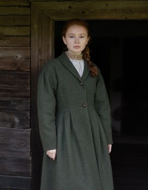 "Annie" pure wool coat moss green