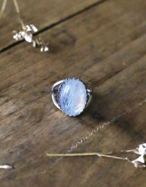 "Luna" maxi silver and moonstone ring