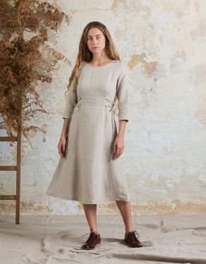 "Elina" natural organic linen midi dress