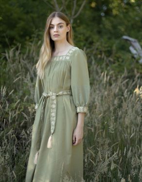 "Elma" dress midway sleeves pistachio