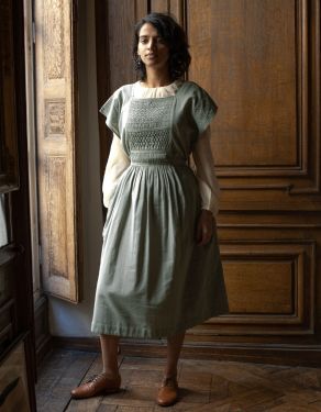 "Ida" smocked dress celadon green