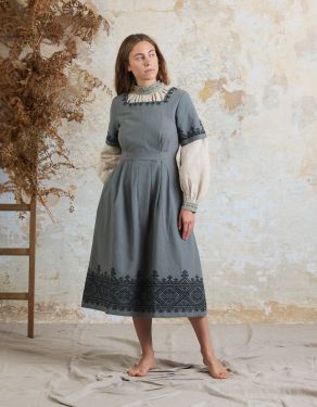 "Oxana" organic cotton dress lagoon blue