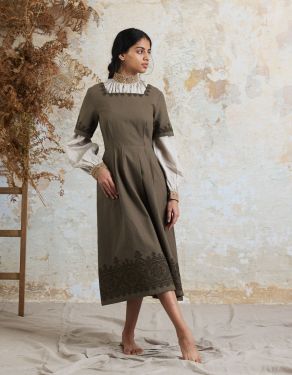 "Oxana" organic cotton dress moss green