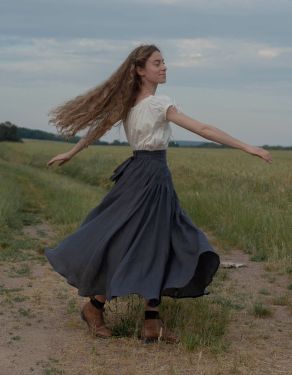 "Vineta" linen maxi skirt skandi blue