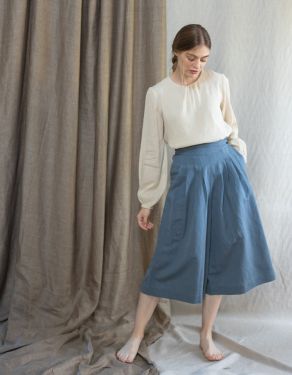 "Vivika" palazzo midi pants atlas blue