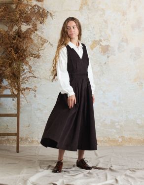 "Yana" corduroy jumper dress chestnut