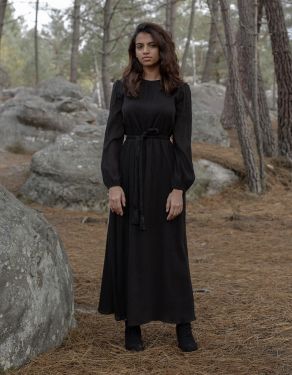 "Ziema" black cotton maxi dress